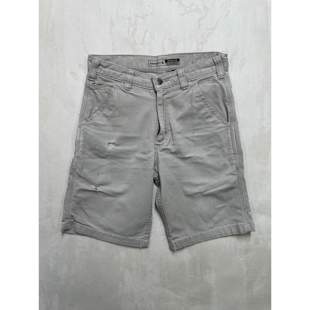 Carhartt Rugged Flex Relaxed Fit Canvas Work Distressed Shorts Beige BS2514-M 28